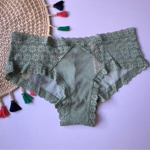 Victoria's Secret The Lacie Daisy Lace Cheeky Panty Seasalt Green S NEW